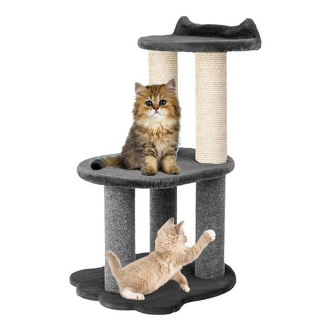 Noba 34 Inch Classic Comfort for Indoor Modern Premium Cats and Kittens Scratching Tower Larger Base for Better Stability, (Furs: Grey, Rope: Natural)