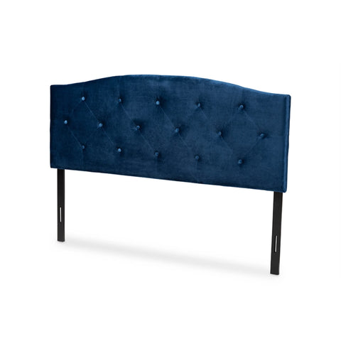 Baxton Studio Leone Navy Blue Velvet Fabric Upholstered Full Size Headboard