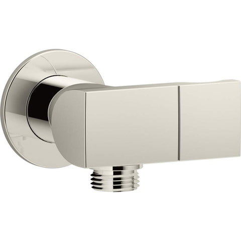Kohler K-98354-SN Exhale Wall-Mount Supply Elbow with Check Valve & Handshower Bracket, Vibrant Polished Nickel