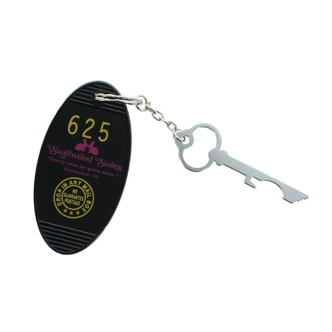 Crowded Coop, LLC Retro Motel KeyFob - Swiftwood Suites Black