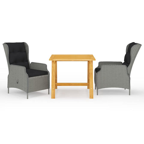 vidaXL Solid Acacia Wood Medium Dining Set in Light Gray