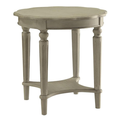 Acme Fordon Wood Round End Table in Antique Slate