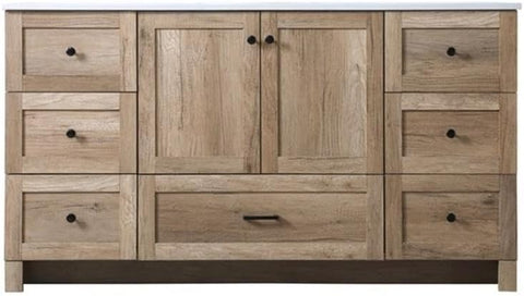 Elegant Lighting VF2860 Soma 60" Free Standing Single Basin Vanity Set with Cabinet and Marble Vanity Top - Natural Oak