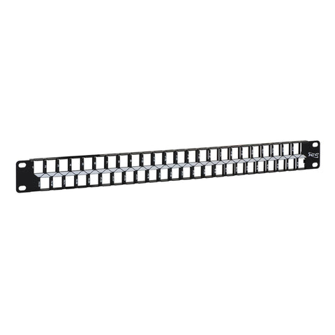 ICC 48 Port Blank Keystone 1U Patch Panel with 19” Metal Rackmount Housing for Slim Profile Keystone Jacks (Sold Separately), UL Listed, IC107BP481