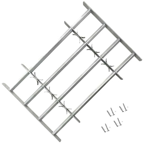 vidaXL Adjustable Security Grille for Windows with 3 Crossbars, Durable Galvanized Steel Construction, Width Extendable from 27.6"-41.3", Easy to Assemble, Silver
