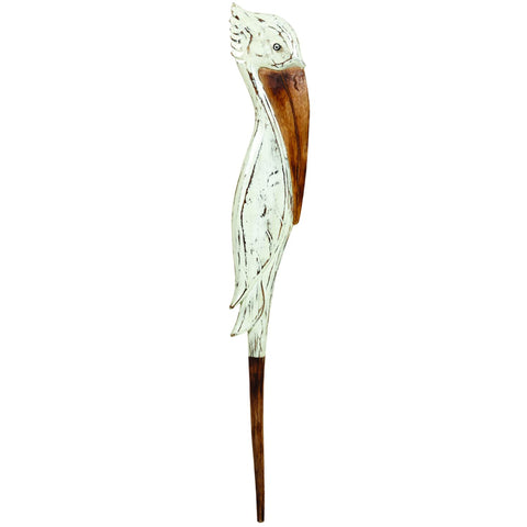 RAM Outdoor Decor Hand Painted Wooden Pelican Garden Stake