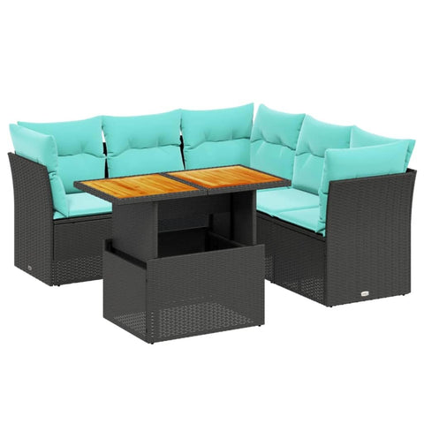 vidaXL Patio Sofa Set with Cushions 5 Piece, Outdoor Sectional Sofa Couch, Patio Conversation Set for Garden Backyard, Black Poly Rattan