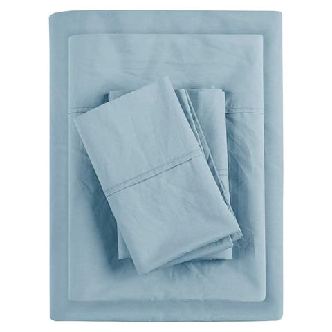 Oakestry 4-piece Peached 100% Percale Cotton Bedding Absorbent Ultra Soft Deep Pocket Luxurious Sheet Set with Matching Pillowcases, Queen Size, Teal