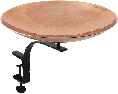 Oakestry PCB-01-RM Rail Mount Bracket Birdbath, Polished Copper Plated, Black