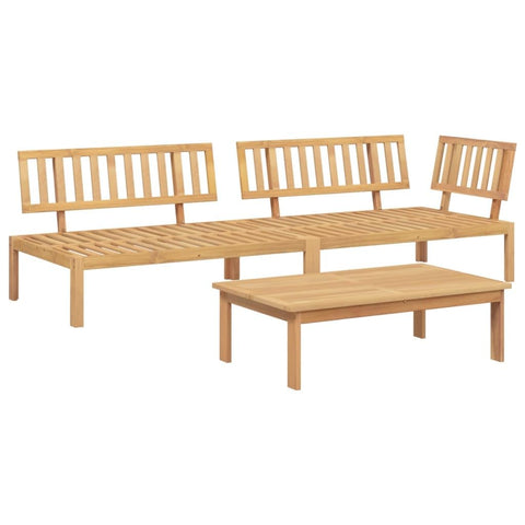 vidaXL 3 Piece Solid Acacia Wood Garden Pallet Sofa Set, Garden Table and Chair Set, Balcony Furniture Set