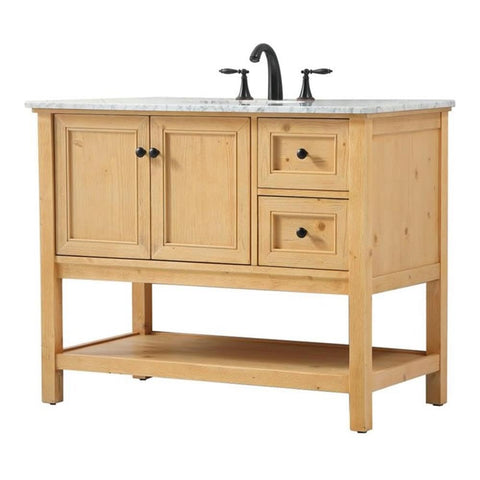 Elegant Decor Metropolis 42" Aluminum MDF Single Bathroom Vanity in Natural Wood