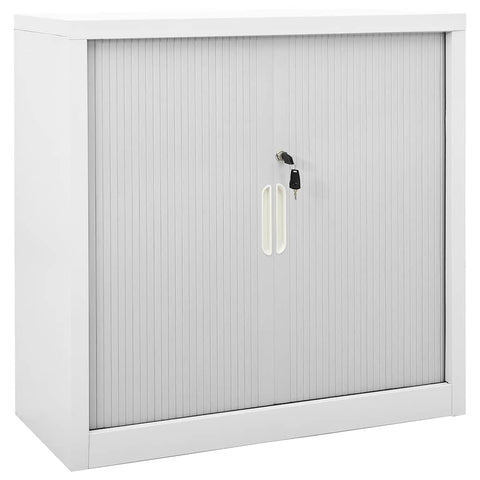 vidaXL Modern Gray Sliding Door Cabinet with Adjustable Shelves | Stylish Storage Unit for Living Room or Office | Space-Saving Design | Steel Construction