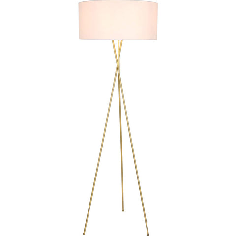 Living District Cason 1-Light Mid-Century Metal Floor Lamp in Brass and White