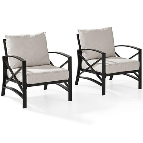 Kaplan 2Pc Outdoor Chair Set Oatmeal/Oil Rubbed Bronze - 2 Chairs