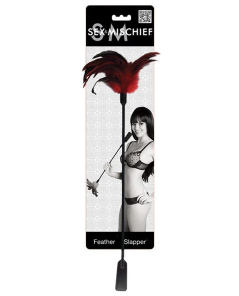 SPORTSHEETS - SEX & MISCHIEF: Feather Slapper - Tickle and Spanking Adult Toy (Red and Black)