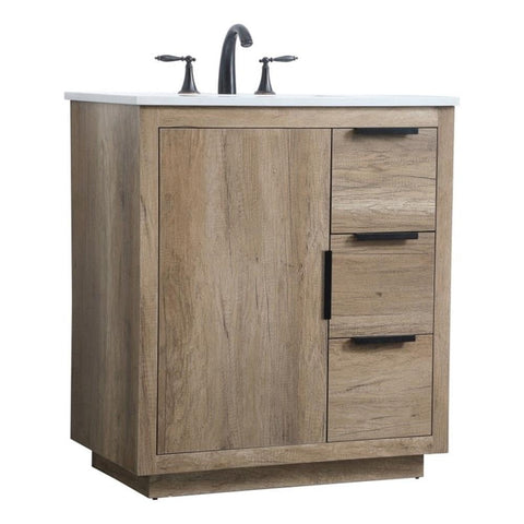 Elegant Kitchen and Bath Blake 30" Solid Wood Single Bathroom Vanity in Oak