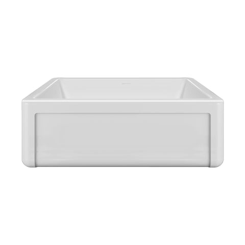 Whitehaus Collection WHRP3018-W 30" Reversible Single Bowl Fireclay Kitchen Sink with Grid: Three Edge Frame, Plain Front Apron