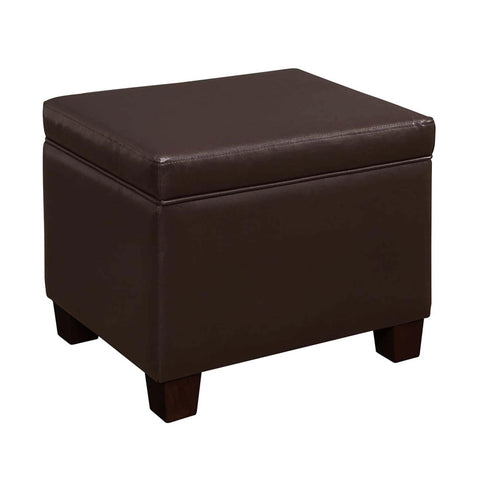 Convenience Concepts Madison Storage Ottoman 21.75" - Modern Upholstered Footstool & Seat with Hinged Lid for Transitional Living Room, Bedroom, Hallway, & Entryway, Espresso Vegan Leather