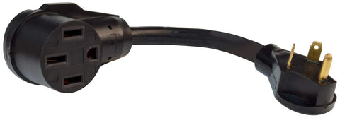 Valterra A103050FBK 12 in. 30A-50AF Dog Bone RV Power Cord Adapter44; Black
