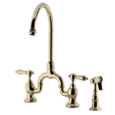 Kingston Brass KS7792BALBS Heirloom Bridge Kitchen Faucet, 8 x 7.75 x 16.81, Polished Brass