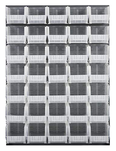 Quantum Storage Systems QLP-4861-240-35CL Gray Louvered Panels Complete Package with Bins, 48" L X 61" H, Clear