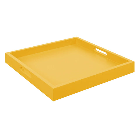Convenience Concepts Palm Beach Serving Tray 16.75" - Kitchen & Living Room Square Wood Decorative Tray, Ottoman Accent Tray, Coffee Table Tray, Counter Organization & Storage, Mustard Yellow