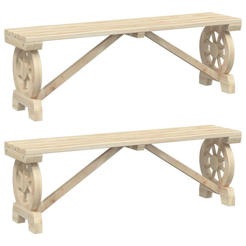 vidaXL - Garden Benches Set of 2 Solid Spruce Wood