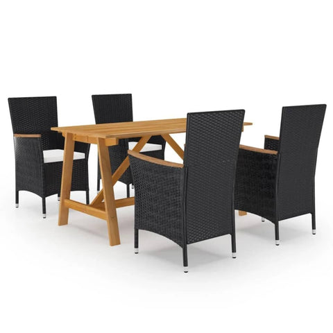 vidaXL Patio Dining Set 5 Piece Outdoor Garden Terrace Yard Patio Table and Chair Seating Seat Sitting Chair Dining Set Furniture Black