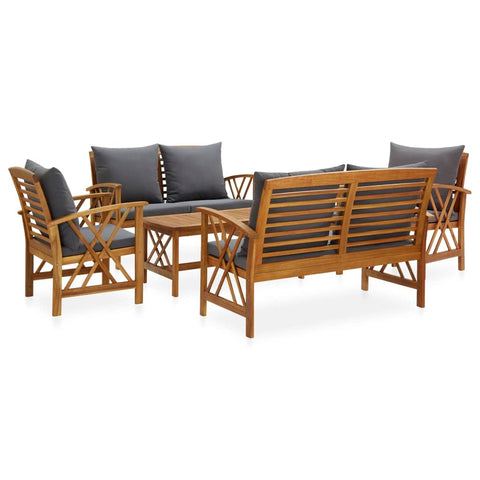 vidaXL Patio Furniture Set 5 Piece, Patio Bench Seat with Coffee Table, Wooden Dining Set for Garden Balcony Porch, Modern, Solid Wood Acacia