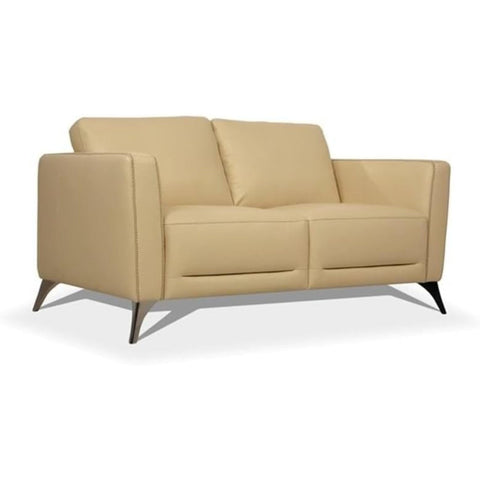 Oakestry Malaga Leather Loveseat Cream Upholstered Premium Comfortable Durable Elegant Compact Living Room Office Seating Stylish Contemporary Family Furniture Cozy Lounge Sofa