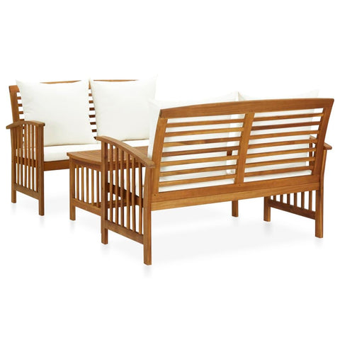 vidaXL Patio Furniture Set 3 Piece, Patio Bench Seat with Coffee Table, Wooden Dining Set for Garden Balcony Porch, Modern, Solid Wood Acacia
