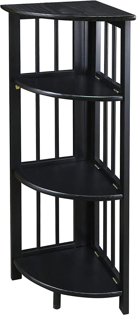 Oakestry 4-Shelf Corner Folding Bookcase, Black (New)