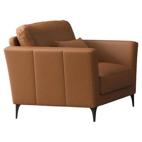 ACME Furniture Leather Upholstered Chair with Pillow in Saddle Tan Finish