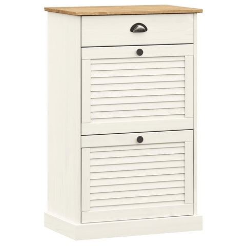 vidaXL Shoe Cabinet White Solid Pine Wood, Engineered Wood, Metal Medium