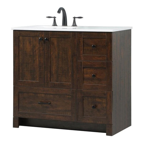 Elegant Decor Soma 36" Aluminum MDF Single Bathroom Vanity in Expresso