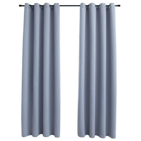 vidaXL Blackout Curtains with Rings - Gray - 54"x95" - Fabric Material - Ideal for Living Room, Bedroom, Office - Machine Washable - Blocks up to 95% Light