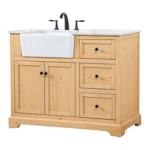 Elegant Decor Franklin 42" Aluminum MDF Single Bathroom Vanity in Natural Wood