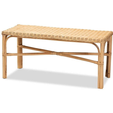 Baxton Studio Cacaban Modern Bohemian Natural Brown Rattan Accent Bench