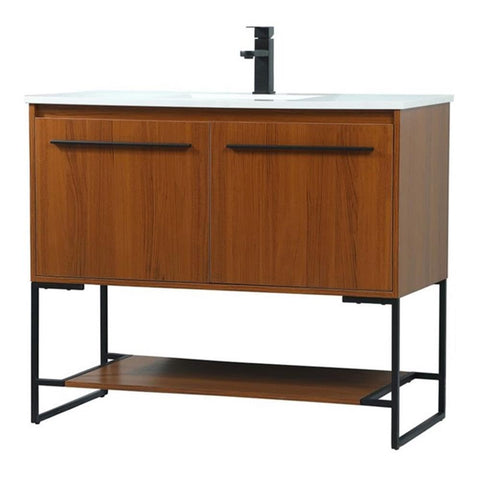 Elegant Decor Sloane 40" MDF and Steel Single Bathroom Vanity in Teak