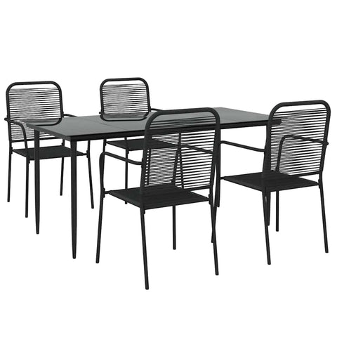 vidaXL Patio Dining Set 5 Piece, Patio Conversation Set with Table, Outdoor Furniture Set for Garden, Modern Style, Black Cotton Rope and Steel