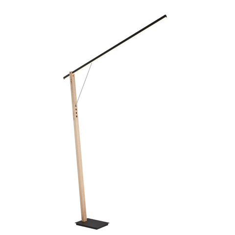 Lite Source Kylar 77" Wood and Black LED Modern Floor Lamp