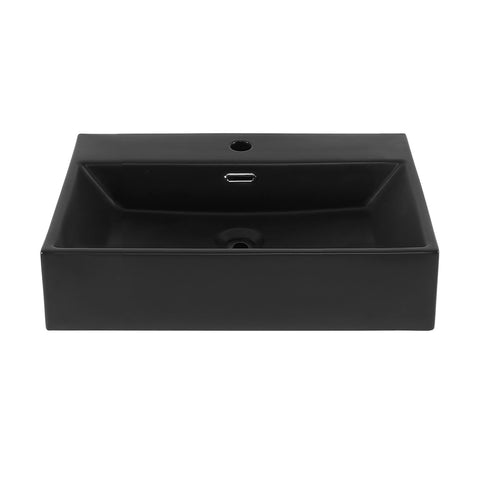 Claire 24” Rectangle Wall-Mount Bathroom Sink in Matte Black