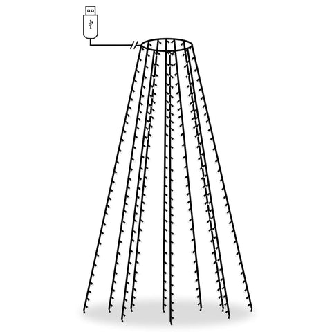 vidaXL Cold White LED Christmas Tree Net Lights with USB Connector - Indoor/Outdoor - Energy Efficient - 250 LEDs - 98.4" Dark Green Wire