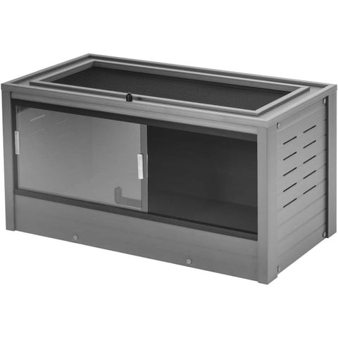 Oakestry 36 Inch Medium Mojave Reptile Habitat Enclosure with Mesh Screen Top and Odor Control 36L X 18W X 18H Grey Tank for Snakes Lizards and Reptile Enthusiasts