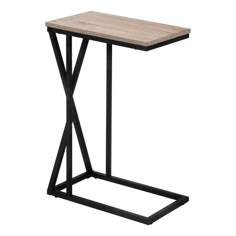 Monarch Specialties 3249 Accent Table, C-shaped, End, Side, Snack, Living Room, Bedroom, Metal, Laminate, Brown, Black, Contemporary, Modern Table-25 H/Dark Taupe, 10.25" L x 18.5" W x 25.25" H