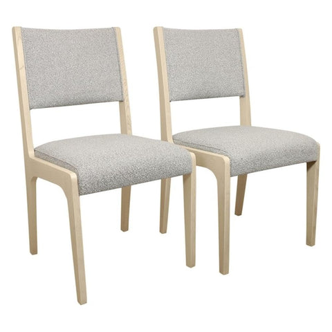 Moti 2-Piece Set Silver Boucle Fabric Upholstered Side Chair with Ash Wooden Frame