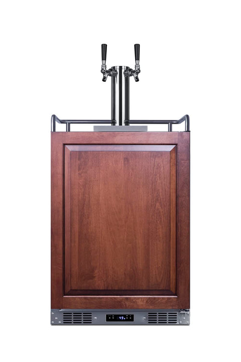 Built-in commercially approved dual tap cold brew kegerator in stainless steel with panel-ready door