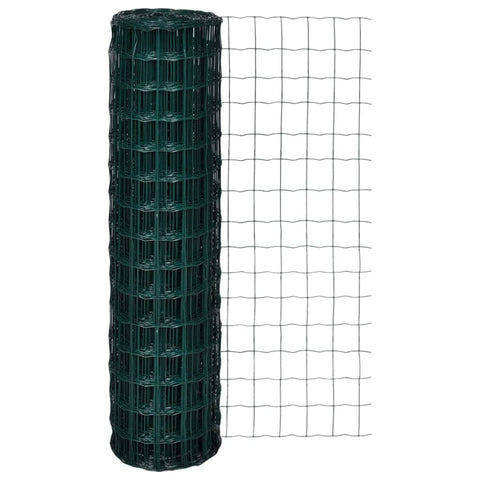 vidaXL Steel Euro Fence with PVC Coating - Versatile 82ftx4.9ft Green Fence for Decoration, Protection, Poultry, Garden, Industry, Farm and Transport