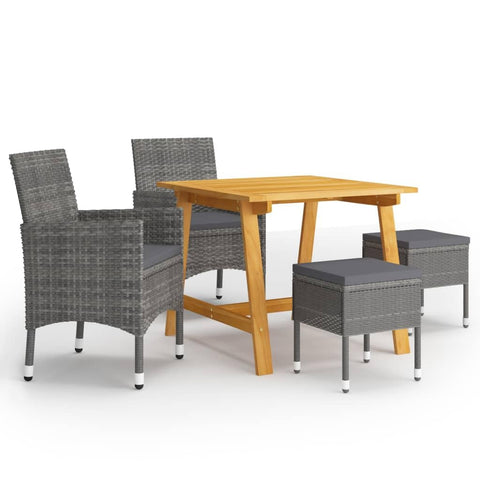 vidaXL Solid Acacia Wood & Powder-Coated Steel Dining Set in Gray