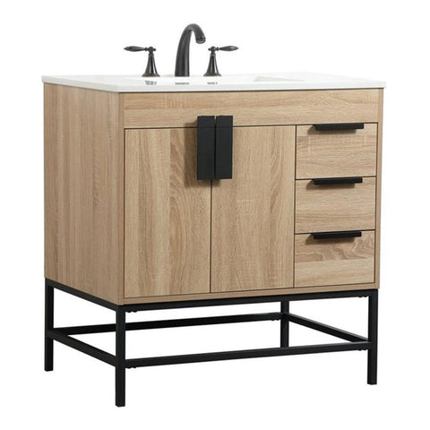 Elegant Decor Indoor Modern Under Sink Bathroom Fixtures Storage Organizer Cabinet 42 inch Single Bathroom Vanity - Grey with backsplash